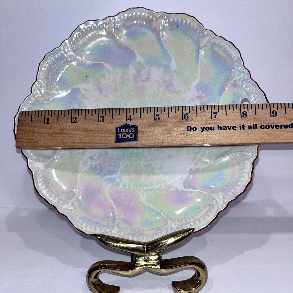 VTG 1920s Pearlescent Leuchtenberg Handled Cake Plate Made in‎ Germany Scalloped